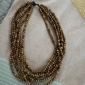 Silpada Elegant Gold and Brown Beaded Necklace